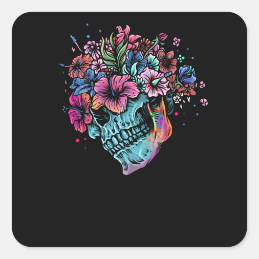 Bloemhuid Vierkante Sticker (Voorkant)
