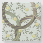 Bloemig abstract groene twist stenen onderzetter (Voorkant)