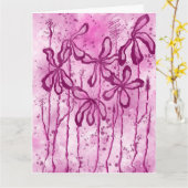 Bloemig Abstracte verfspatten & Lelies Kaart (Gele Bloem)