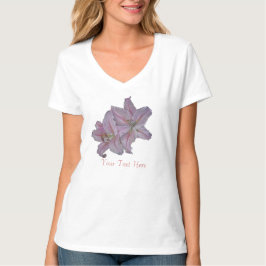 Bloemig afbeelding van roze leliebloemen t-shirt