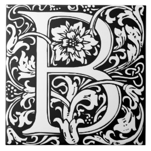 Bloemig Alfabet Monogram Letter B Tegels Tegeltje