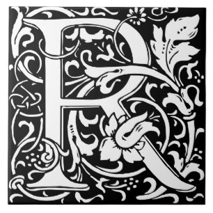 Bloemig Alfabet Monogram Letter R Tegel Tegeltje