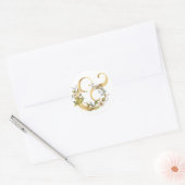 Bloemig Ampersand goud Ronde Sticker (Envelop)