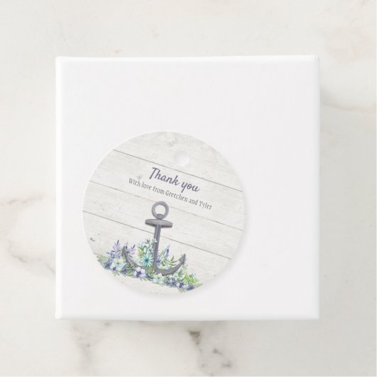 Bloemig anker met scheepvaartthema bedankjes labels (In situ)
