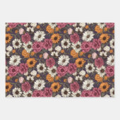  bloemig Antiek marineblauw roze bloemen Inpakpapier Vel (Voorkant 3)