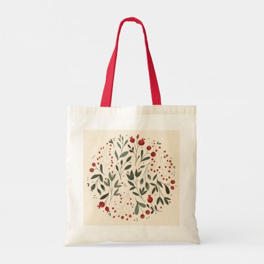 Bloemig Bessencirkelontwerp Tote Bag (Achterkant)