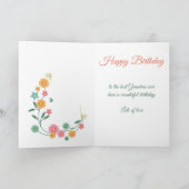 Bloemig Best Oma Happy Birthday Groen Roze Kaart (Binnen)
