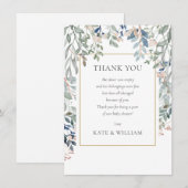 Bloemig blad baby shower gedicht bedankkaart (Voorkant / Achterkant)