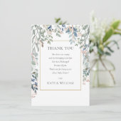 Bloemig blad baby shower gedicht bedankkaart (Staand voorkant)