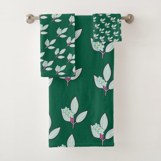 Bloemig blad donkergroen bad handdoek (Insitu)