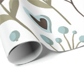 Bloemig Blauw Lentepatroon Bruiloft Cadeaupapier (Rol Hoek)