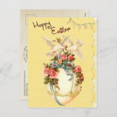  bloemig blij paasei feestdagenkaart (Voorkant / Achterkant)