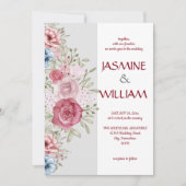 Bloemig boeket van roze en blauwe bloemen kaart (Voorkant)