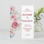 Bloemig boeket van roze en blauwe bloemen kaart (Staand voorkant)