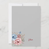 Bloemig boeket van roze en blauwe bloemen kaart (Achterkant)