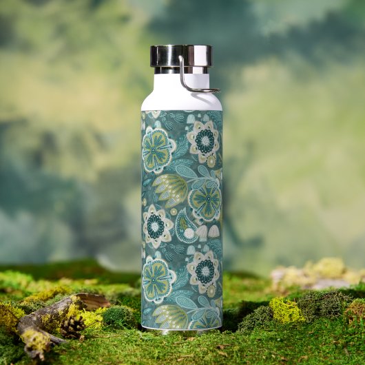 Bloemig Boho Botanisch Patroon Waterfles (Buiten)