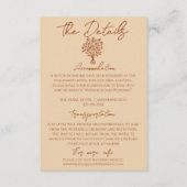 Bloemig Boho Chic Crème Terracotta Trouwdetails Informatiekaartje (Voorkant)