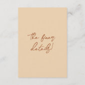 Bloemig Boho Chic Crème Terracotta Trouwdetails Informatiekaartje (Achterkant)