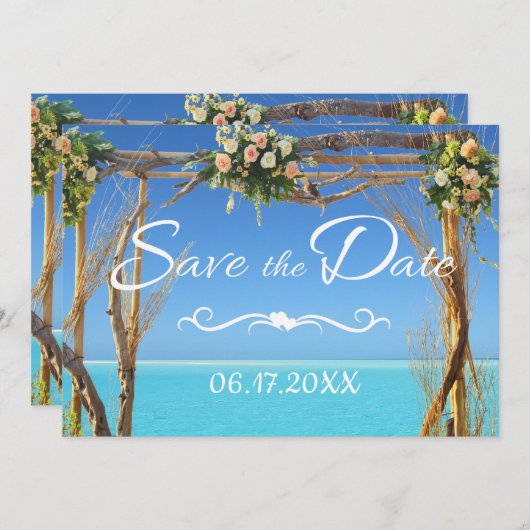 Bloemig Boho Zomer Strand Bruiloft Bewaar de Datum Save The Date (Voorkant / Achterkant)