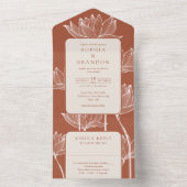 Bloemig botanisch monogram terracotta bruiloft all in one uitnodiging (Binnen)
