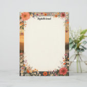 Bloemig briefpapier met zonsondergang briefhoofd (Staand voorkant)
