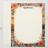 Bloemig briefpapier met zonsondergang briefhoofd (Voorkant / Achterkant)