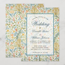 Bloemig bruiloft Morris-patroon Elegante script   