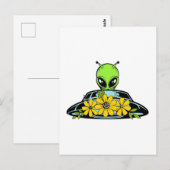 Bloemig buitenaards ruimteschip briefkaart (Voorkant / Achterkant)