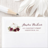 Bloemig Burgundy Pompoen Herfst Retouradres Etiket (Insitu)