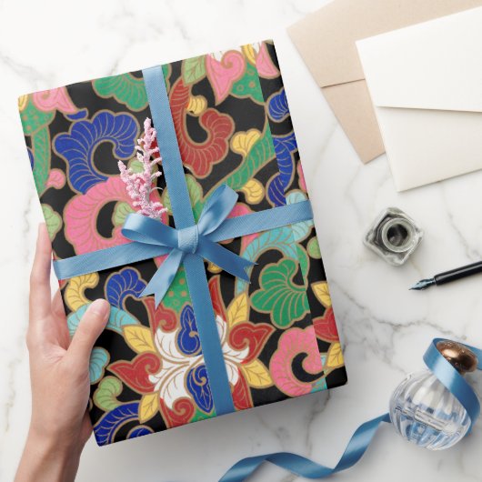 Bloemig Chinees patroon Inpakpapier (Geschenken)