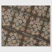 Bloemig Chocolade Bruin Gelukkig Verjaardagscadeau Cadeaupapier (Vlak)