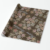 Bloemig Chocolade Bruin Gelukkig Verjaardagscadeau Cadeaupapier (Uitgerold)