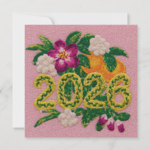 Bloemig Citrus 2026 Nieuwjaar Feestdagenkaart