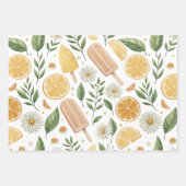 Bloemig citrus inpakpapier – set van 3 vellen (Voorkant 3)