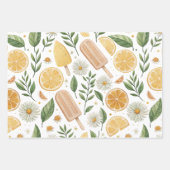 Bloemig citrus inpakpapier – set van 3 vellen (Voorkant 2)