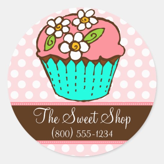 Bloemig Cupcake - Aangepaste Sticker (Voorkant)