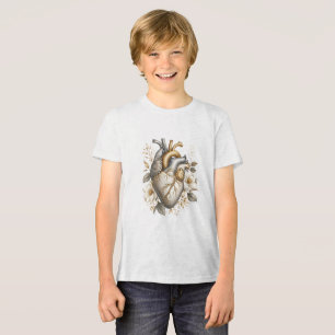 bloemig cute anatomisch hart goud en grijs Tri-Blend shirt