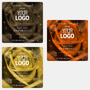 Bloemig Donkerbruin Oranje Geel Product Label Logo