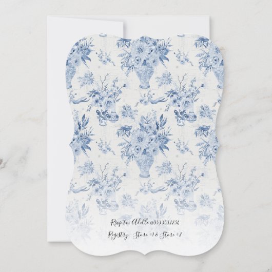  bloemig elegant blauw n wit Vrijgezellenfeest Kaart (Achterkant)