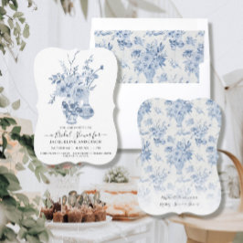  bloemig elegant blauw n wit Vrijgezellenfeest Kaart