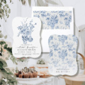  bloemig elegant blauw n wit Vrijgezellenfeest Kaart