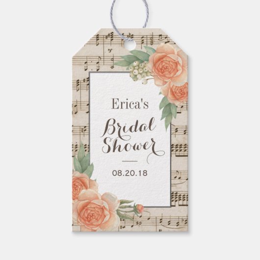  bloemig Elegant Musical Vrijgezellenfeest Favor Cadeaulabel (Voorkant)