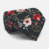 bloemig Elegant Patroon Waterverf Flower Stropdas (Opgerold)