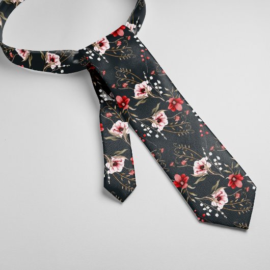 bloemig Elegant Patroon Waterverf Flower Stropdas