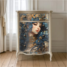 Bloemig en Gouden Anime Stijl Godin Blauw