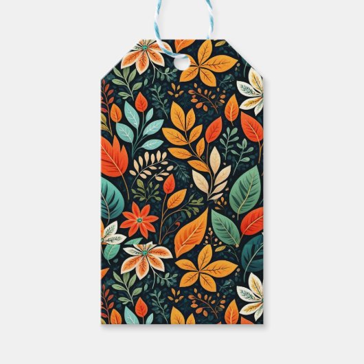 Bloemig Exotisch Bloemenpatroon Cadeaulabel (Voorkant)
