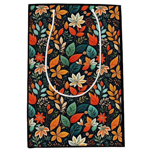 Bloemig Exotisch Bloemenpatroon Medium Cadeauzakje (Voorkant)