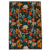 Bloemig Exotisch Bloemenpatroon Medium Cadeauzakje (Achterkant)