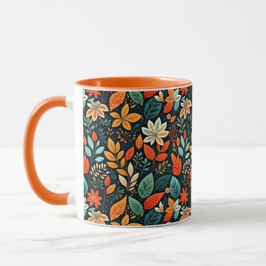 Bloemig Exotisch Bloemenpatroon Mok (Links)