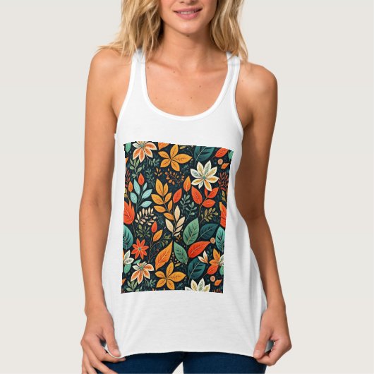 Bloemig Exotisch Bloemenpatroon Tanktop (Voorkant)